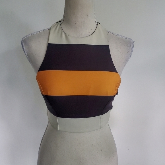 ASOS Striped Mesh Insert Crop Top - Picture 2 of 9